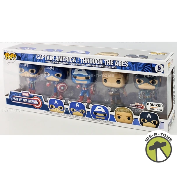 Funko POP Marvel Captain America Through the Ages Bobble Head FIgure 5 Pack