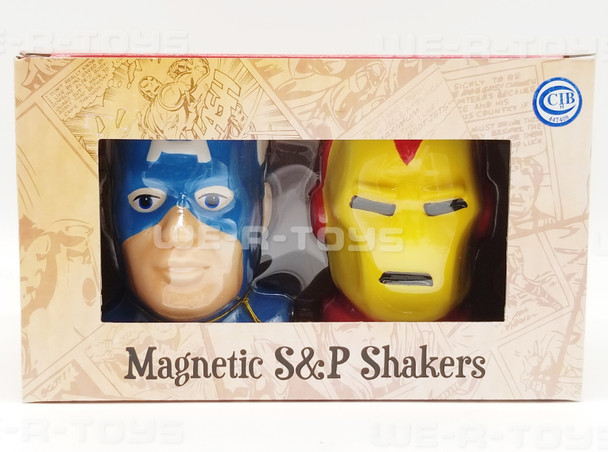 Magnetic Salt & Pepper Shakers Westland Giftware Iron Man Captain America NEW