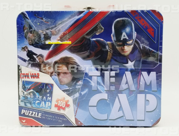 Marvel Captain America Civil War Puzzle in Tin Lunchbox Team Cap Team Stark NEW