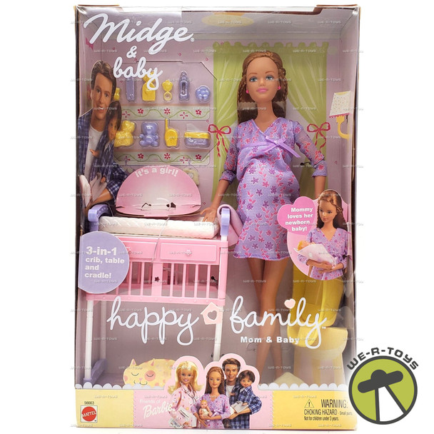 Barbie Happy Family Midge & Baby Doll w/ Accessories 2002 Mattel Rare 56663