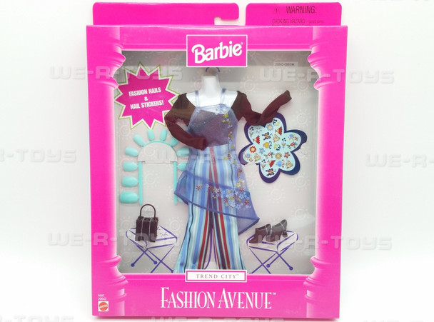 Barbie Fashion Avenue Trend City #20642 Striped Pants Black Shirt Sheer Top NIB