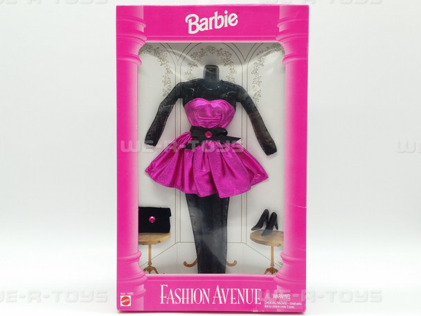 Barbie Fashion Avenue #14980 Shiny Pink Party Dress Black Accessories NRFB