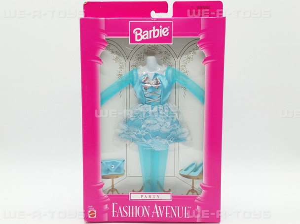 Barbie Fashion Avenue Party #18155 Light Blue Party Dress Lace Accessories NRFB