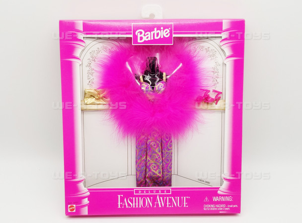 Barbie Fashion Avenue Deluxe #14307 Pink & Gold Gown with Fur NRFB