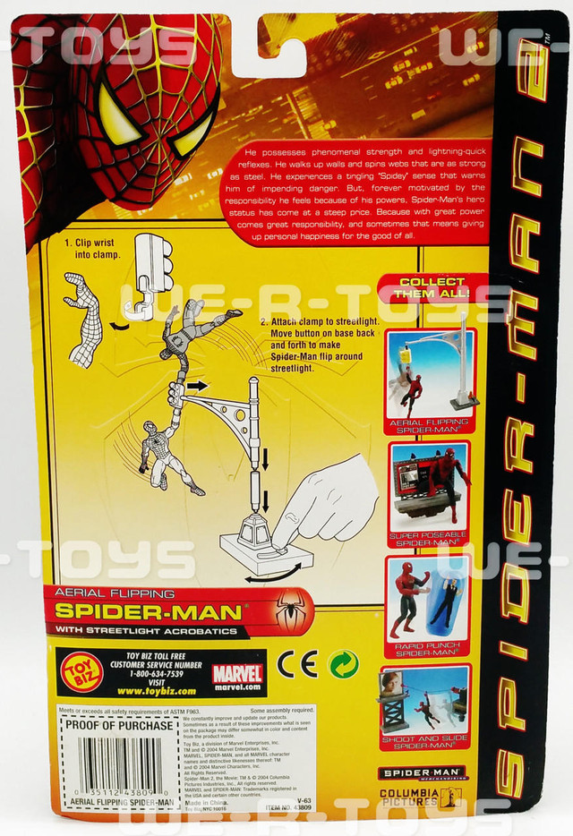 Figurine Spider-Man 2 Toybiz, édition Aerial Flip, 2003, Sous Blister Scellé