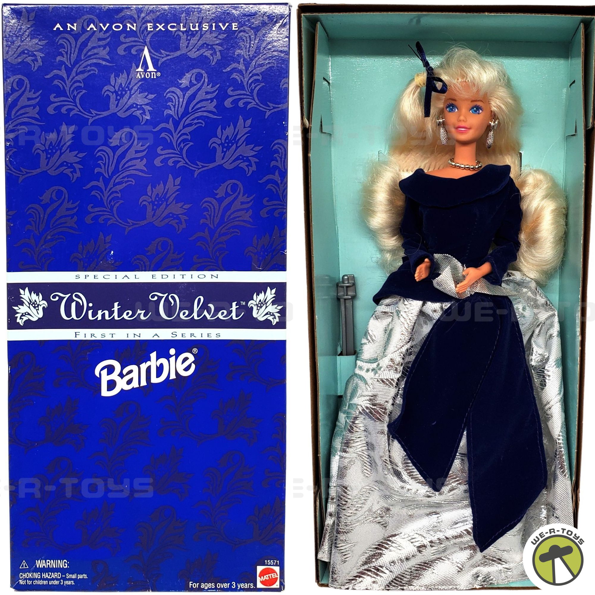 Winter Velvet Barbie Doll Avon Exclusive Blonde 1995 Mattel 15571