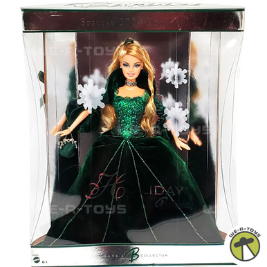 holiday barbie with green dress 2004 Holiday Barbie Doll Special Edition Green Dress Blonde Hair Mattel  B5848