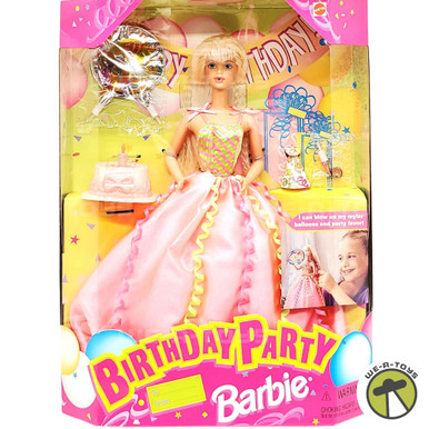 Birthday Party Blonde Barbie Doll Blows Up Own Balloons 1998 Mattel 22905