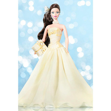 Birthday Wishes Yellow Dress Brunette Barbie Doll 2003