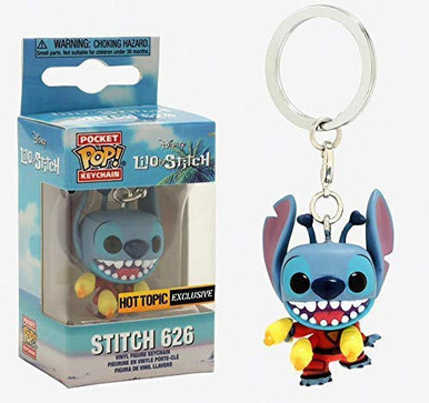 FUNKO POP POCKET KEYCHAIN DISNEY STITCH SUMMER EXCLUSIVE PORTACHIAVI  CARTOON