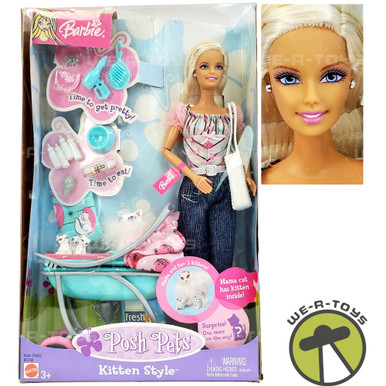 Barbie Posh Pets Kitten Style Doll Set 2003 Mattel #B5748 NRFB