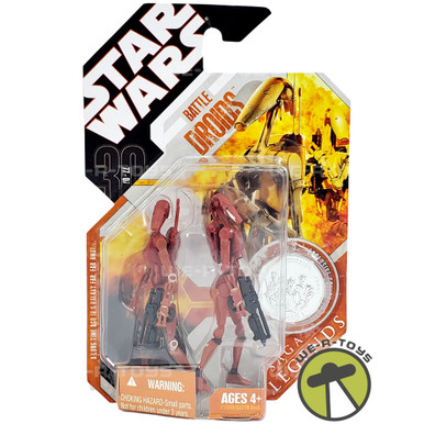 Star Wars Saga Legends Red Battle Droids Action Figure w/ Coin