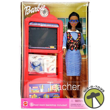 Barbie Teacher African American Doll with School Room Backdrop