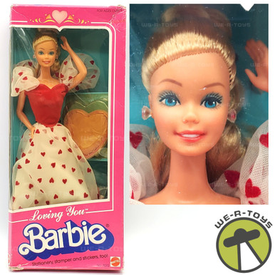 barbie with white dress and red hearts Barbie Loving You 1983