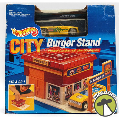 Hot Wheels City Burger Stand Portable Playset with 1 Hot Wheels