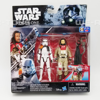 Figurines Star Wars Baze Malbus Vs Stormtrooper - 9.5 Cm, Avec Lanceur Double Et Accessoires - Rogue One