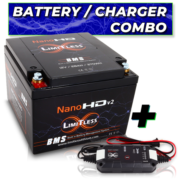 Nano -HDv2 30AH Motorcycle / Power sports Battery With 3.5A Battery Maintainer 