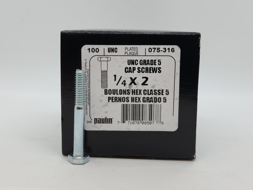 Paulin Hex Head Bolt 1/4" × 2" – Zinc Plated – 100 Pack