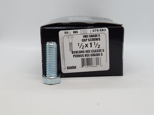 Paulin Hex Head Bolt 1/2" × 1 1/2" – Zinc Plated – 50 Pack