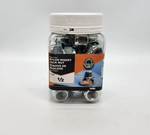 Paulin Nylon Lock Nut 1/2" – Zinc Plated – 50 Pack