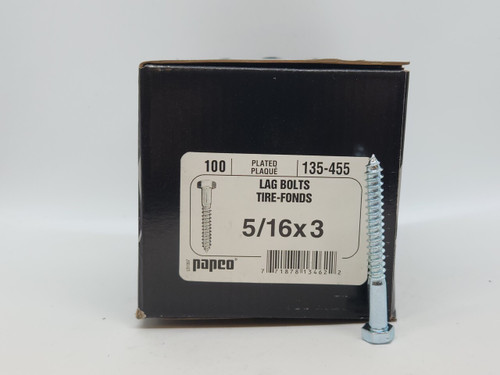 Paulin Hex Head Lag Bolt 5/16" × 3" – Zinc Plated – 100 Pack