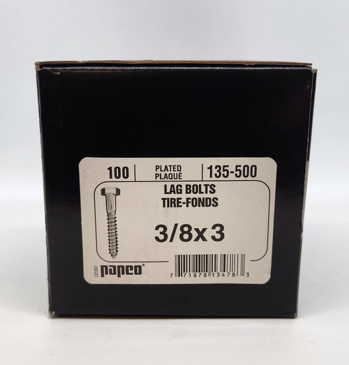 Paulin Hex Head Lag Bolt 3/8" × 3" – Zinc Plated – 100 Pack