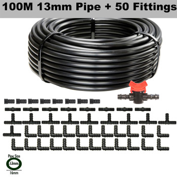 13mm x 100M Pipe + 50 Fittings