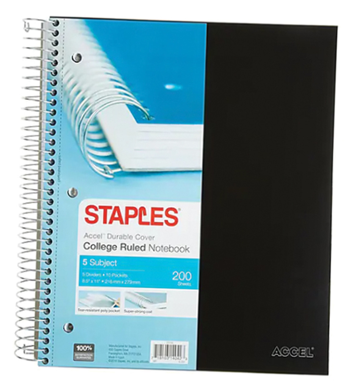 J.Burrows A5 Spiral Notebook 200 Pages 5 Pack