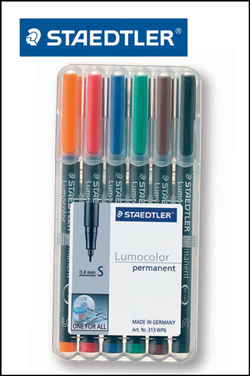 Staedtler Lumocolor 313 Pen Permanent Superfine 6-Color Set