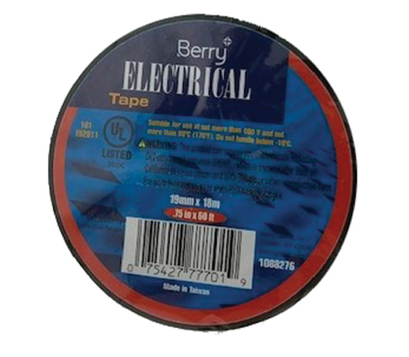 Black Electric Tape .75 in x 60 ft packaged