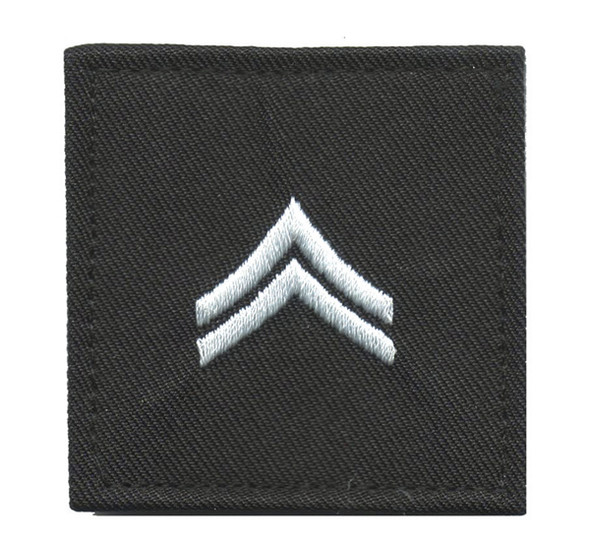 Rank-CPL E4, Corporal- 2"x2" Black with hook fastener