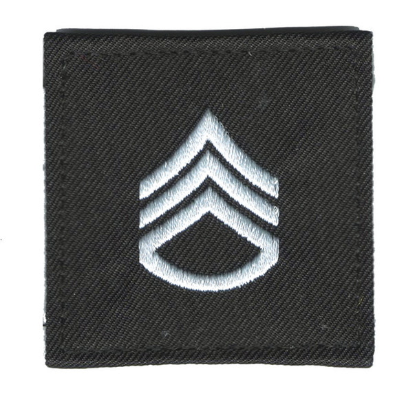 Rank-SSG E6, Staff Sergeant- 2"x2" Black with hook fastener