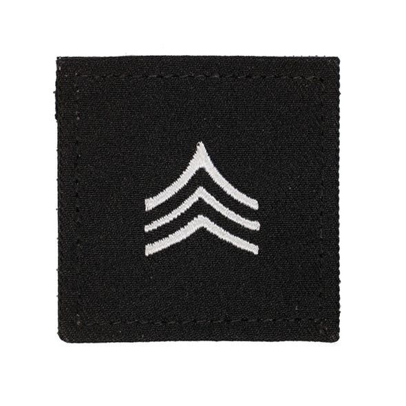 Rank-SGT E5, Sergeant- 1.5"x1.5" Black Sew-On