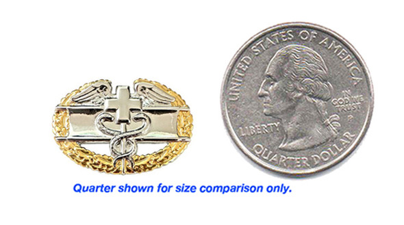 Mini Qualification Badge-Master Combat Field Medic-Sta-Brite Metal Pin-On Mini Qualification Badge-Master Combat Field Medic-Sta-Brite Metal Pin-On