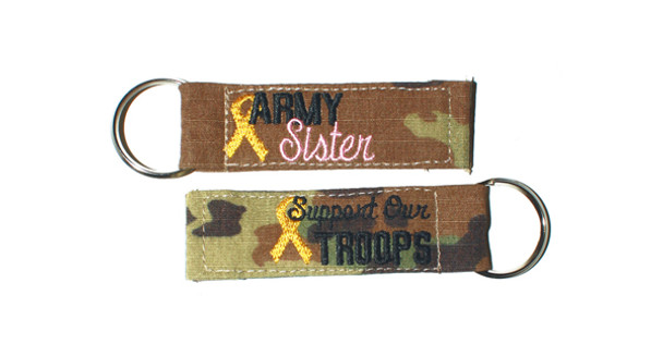 Army Sister Embroidered Keychain