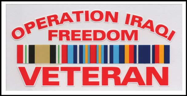 Operation Iraqi Freedom Vet Ribbon Decal - 5.375" x  2.625"