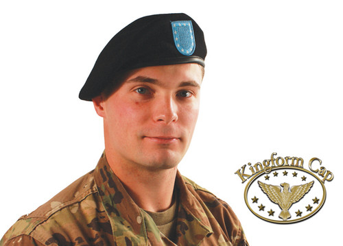 Kingform Black Beret with U.S. Army Flash