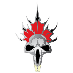 Illustration of a beaver skull with flames behind it in the shape of a Canadian maple leaf Illustration of a beaver skull with flames behind it in the shape of a Canadian maple leaf