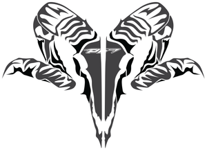 Illustration of a Ram Skull with the PTI logo on it