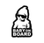 A black illustration of a baby that appears hungover with the text "BABY ON BOARD"
