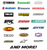 An array of brand logos. The logos are all relevant to various moto companies, such as Yamaha, Honda, and KTM.