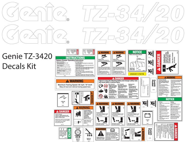 Genie TZ-3420 Decal Kit