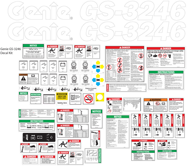 Genie GS-3246 Decal Kit