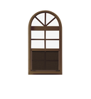 Brown Vertical Slider 14" x 28" One Piece Arched Window with Temper Glass Back