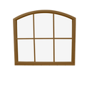 Brown Fixed 28" x 25" Arched Window with Temper Glass Front