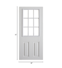 30" x 72" Textured Fiberglass Door with 9-Lite Window Insert External Grids