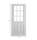 30" X 79"Textured Fiberglass Door With 9-Lite Window Insert External Grids