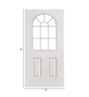 36" X 79" Textured Fiberglass Door With 11-Lite Arch Window Insert External Grids Dimensions