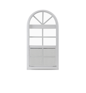 white arched window frame