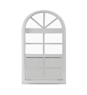 White Vertical Slider 24" x 48" One Piece Arched Window with Temper Glass Back